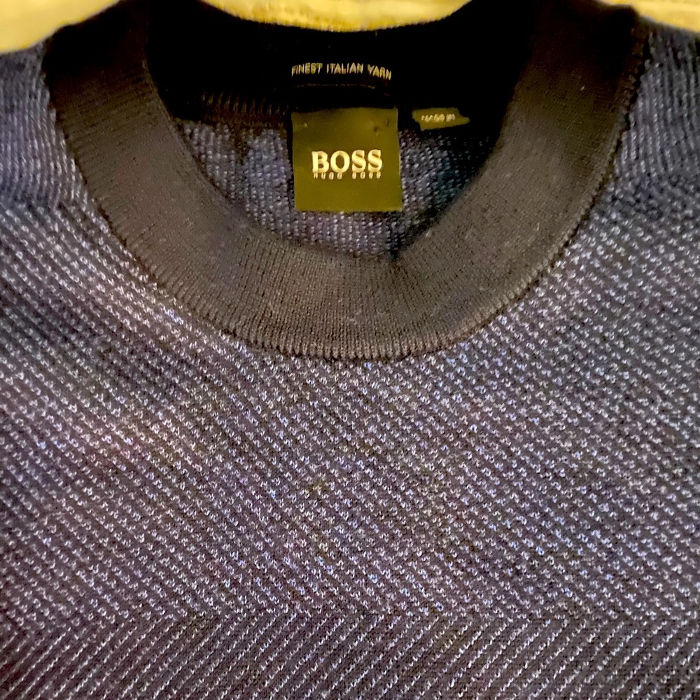Boss sweater. Premium Italian yarn. Navy blue.